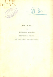 Documento originale, autentico 1926 BANGKOK THAILAND Costruzione rinforzi acquedotto SAMSEN Contratto 1