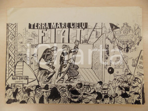Opera d’arte autentica 1960 ca Fulvio BIANCONI Teatrino Terra Mare Cielo FIAT Tavola ORIGINALE A MANO 1