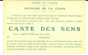 Cartolina originale da collezione 1910 CARTE DES SENS Royaume de la chair Carte postale satirique BERENGER 1