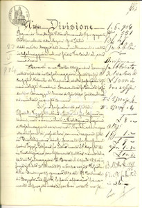 Documento originale, autentico 1904 VICOBELLIGNANO Divisione ereditaria per beni defunto Stefano VEZZOLI 1