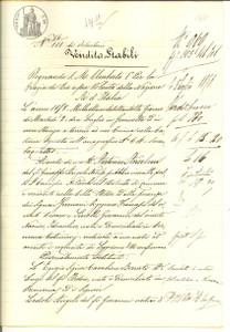 Documento originale, autentico 1878 GENIVOLTA Angelo LODOLI e Giacomo TARLETTI vendono terra a Luigi BONATI 1