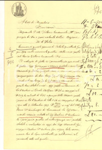 Documento originale, autentico 1904 CA  D ANDREA CR Divisione beni tra don Antonio BODINI e Giuseppe MAINARDI 1