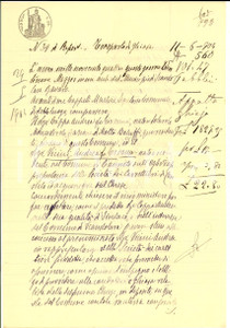 Documento originale, autentico 1904 SCANDOLARA RAVARA Contratto con Andrea VICINI per il trasporto di ghiaia 1