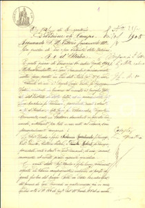 Documento originale, autentico 1908 TORRE DE  PICENARDI Divisione campo tra Rosalinda SALAMI e Roberto GAMBA 1