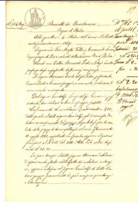 Documento originale, autentico 1869 COMMESSAGGIO MN Quietanza di Carlo ASINARI a Luigi GANDOLFI Manoscritto 1