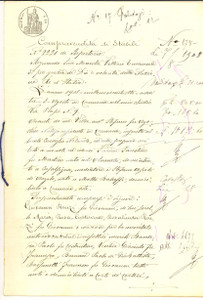 Documento originale, autentico 1908 CASALBUTTANO CR Fratelli RENZI vendono a Ginevro TONETTI campo PIROLO 1