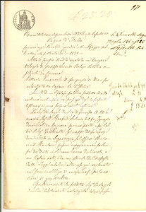 Documento originale, autentico 1872 ACQUANEGRA SUL CHIESE Emilia BERTAZZOLI vende terra a famiglia FACCHINELLI 1