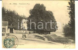 Cartolina originale da collezione 1905 MELUN FRANCE Promenade de VAUX Carte postale ANIMEE FP VG 1