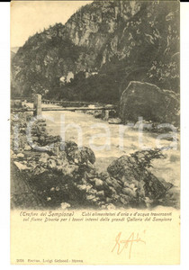 Cartolina originale da collezione 1906 Traforo del SEMPIONE Tubi alimentatori d aria sul fiume DIVERIA Cartolina 1