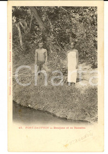 Cartolina originale da collezione 1908 TOLANARO / FORTDAUPHINE MADAGASCAR Bourjane et sa ramatoa Carte postale 1