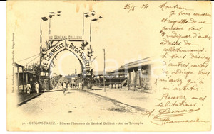 Cartolina originale da collezione 1904 DIEGOSUAREZ MADAGASCAR FÃªte en l honneur du gÃ©nÃ©ral GALLIENI A. LACROIX 1