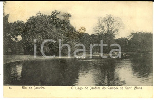 Cartolina originale da collezione 1908 RIO DE JANEIRO BRAZIL Lago del giardino CAMPO SANT ANNA Cartolina FP 1