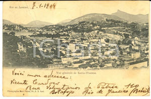 Cartolina originale da collezione 1904 RIO DE JANEIRO Veduta generale di SANTA TERESA Cartolina postale FP VG 1