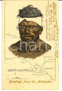 Cartolina originale da collezione 1905 ca AUSTRALIA Grande Deserto Vittoria Cartolina postale ILLUSTRATA FP VG 1