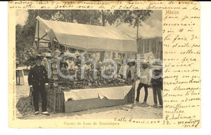 Cartolina originale da collezione 1904 MEXICO Puesto de Loza de GUADALAJARA Cartolina postale ANIMATA FP VG 1