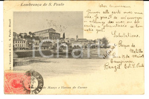 Cartolina originale da collezione 1904 SAO PAULO BRAZIL Rua 25 de MarÃ§o e Varzea do Carmo Vintage postcard 1