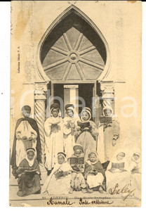 Cartolina originale da collezione 1905 ca COUTUMES ALGERIE Une Ã©cole indigÃ¨ne Carte postale VINTAGE FP VG 1