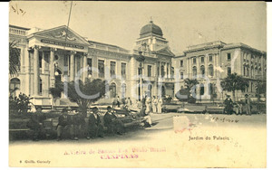 Cartolina originale da collezione 1904 SAO PAULO BRAZIL Jardim do Palacio Cartolina ANIMATA con guardie FP VG 1