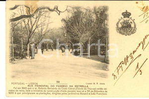 Cartolina originale da collezione 1903 LISBOA PORTUGAL Rua principal do passeio da estrella Bilhete postal 1