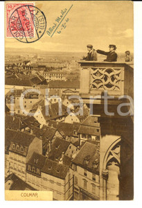 Cartolina originale da collezione 1910 COLMAR ALSACE Veduta dall alto Cartolina ANIMATA con guida turistica 1