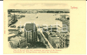 Cartolina originale da collezione 1900 ca SYDNEY AUSTRALIA View of the port with warehouses VINTAGE postcard 1