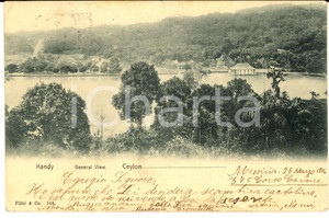 Cartolina originale da collezione 1904 KANDY SRI LANKA Veduta generale Cartolina postale VINTAGE 1