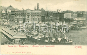 Cartolina originale da collezione 1900 ca SYDNEY AUSTRALIA Veduta generale Circular Quay Cartolina postale FP NV 1