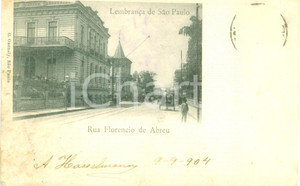 Cartolina originale da collezione 1904 SAO PAULO BRASILE Rua Florencio DE ABREU Cartolina postale FP VG 1