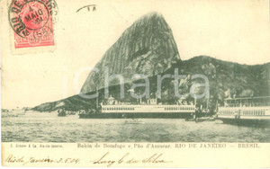 Cartolina originale da collezione 1904 RIO DE JANEIRO BRASILE Vaporetti a Bahia de BOTAFOGO Cartolina FP VG 1