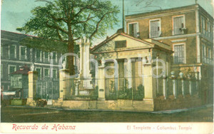 Cartolina originale da collezione 1908 LA HABANA CUBA El Templette Collumbus Temple Cartolina FP VG 1