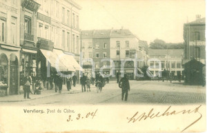 1904 VERVIERS BELGIO Passanti Taverne Britannique Pont du Chêne *Cartolina FP VG