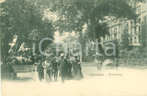 Cartolina originale da collezione 1900 ca INTERLAKEN SVIZZERA Scolaresca a passeggio per HOHEWEG Cartolina FP NV 1