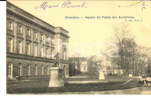 Cartolina originale da collezione 1915 BRUXELLES Square du palais des AcadÃ©mies Carte postale VINTAGE FP VG 1