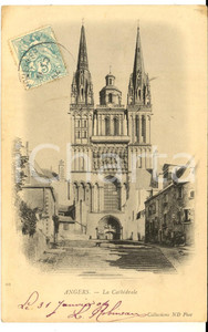 Cartolina originale da collezione 1904 ANGERS FRANCE Veduta della cattedrale Cartolina VINTAGE FP VG 1