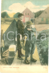 Cartolina originale da collezione 1900 ca URK PAESI BASSI Giovani soldati al porto Cartolina postale FP NV 1