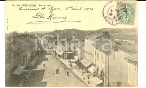 Cartolina originale da collezione 1904 MEXIMIEUX  Rue de Lyon Carte postale ANIMEE FP VG 1