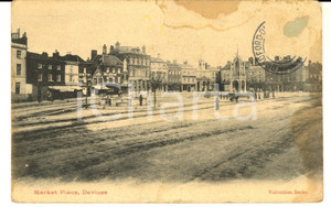 Cartolina originale da collezione 1912 DEVIZES UK Market Place Cartolina postale ANIMATA FP VG 1
