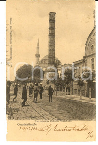 Cartolina originale da collezione 1903 ISTANBUL TURKEY Colonna di Costantino Cartolina ANIMATA FP VG 1
