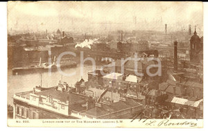 Cartolina originale da collezione 1904 LONDON Veduta panoramica dall alto Cartolina ANIMATA con vaporetto 1