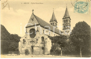 Cartolina originale da collezione 1906 MELUN FRANCE Eglise NOTREDAME Carte postale VINTAGE 1