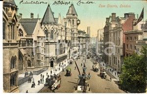 Cartolina originale da collezione 1905 LONDON Law Courts Cartolina postale ILLUSTRATA ANIMATA FP VG 1
