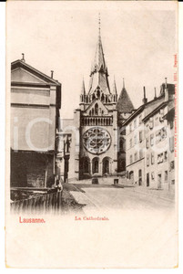 Cartolina originale da collezione 1900 ca LAUSANNE CH La cathÃ©drale Carte postale VINTAGE FP NV 1