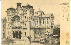 Cartolina originale da collezione 1903 TUNIS La cathédrale Carte postale VINTAGE FP VG 1