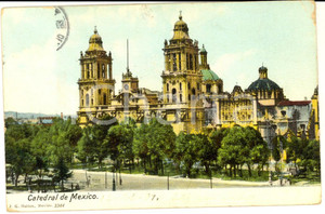 Cartolina originale da collezione 1910 MEXICO CITY Catedral Cartolina postale VINTAGE FP VG 1