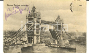 Cartolina originale da collezione 1910 ca LONDON Tower Bridge Cartolina ILLUSTRATA ANIMATA con nave 1