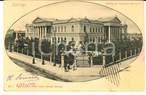 Cartolina originale da collezione 1904 SANTIAGO DE CHILE Edificio del Congreso Nacional Cartolina postale VINTAGE 1