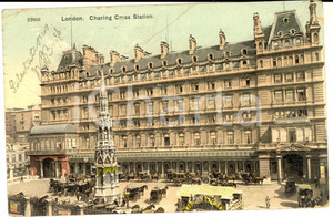Cartolina originale da collezione 1905 LONDON UK Charing Cross Station ANIMATED postcard 1