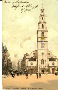 Cartolina originale da collezione 1905 LONDON UK St. Clement Danes VINTAGE ANIMATED postcard 1