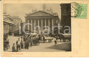 Cartolina originale da collezione 1911 LONDON Royal Exchange Cartolina postale ILLUSTRATA ANIMATA FP VG 1