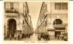 Cartolina originale da collezione 1930 ca IMPERIA ONEGLIA Via Gandolfo Cartolina ANIMATA pubblicitÃ  APEROL 1